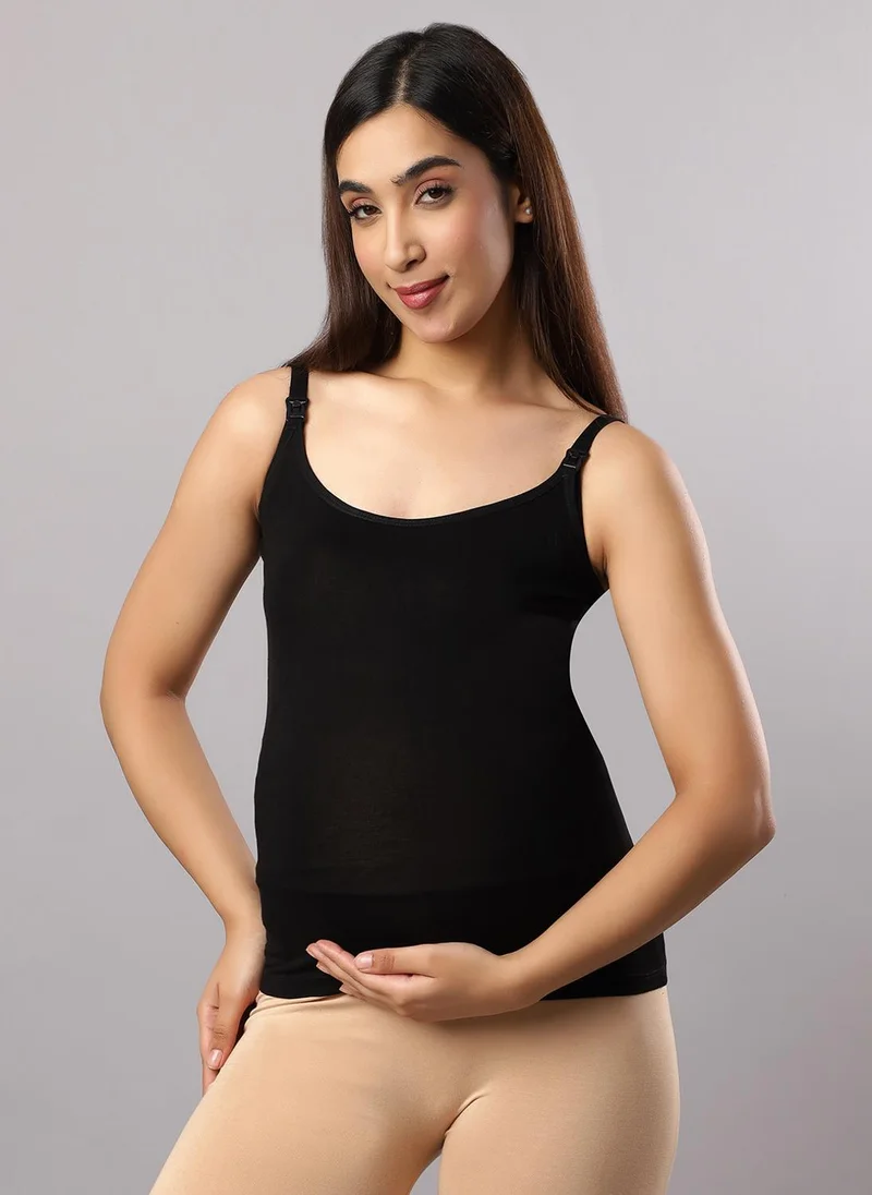 Tummy  Pack of 2 Seemless Maternity & Nursing Feeding Support Vest - Black & Beige for Women | Best Price UAE